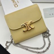 Celine Small Trifold Chain Wallet in Shiny Calfskin Yellow