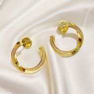 Celine Torsion Earrings in Metal and Diamonds Gold