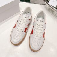 Celine Trainer Low Lace-Up Sneakers Unisex Calfskin and Laminated Calfskin White/Brown