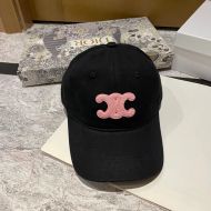 Celine Triomphe Baseball Cap in Cotton Black/Pink