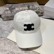 Celine Triomphe Baseball Cap in Cotton White/Black