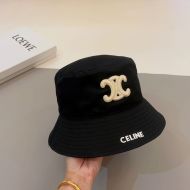 Celine Triomphe Bucket Hat in Cotton with Signature Black