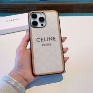 Celine Triomphe iPhone Case in Canvas Silicon White