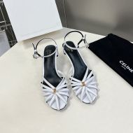 Celine Triomphe Sandals Women Calfskin with Ankle Strap White